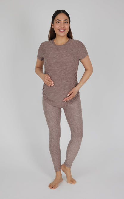 90 Degree by Reflex Maternity Heathered Short Sleeve Crew Neck Top