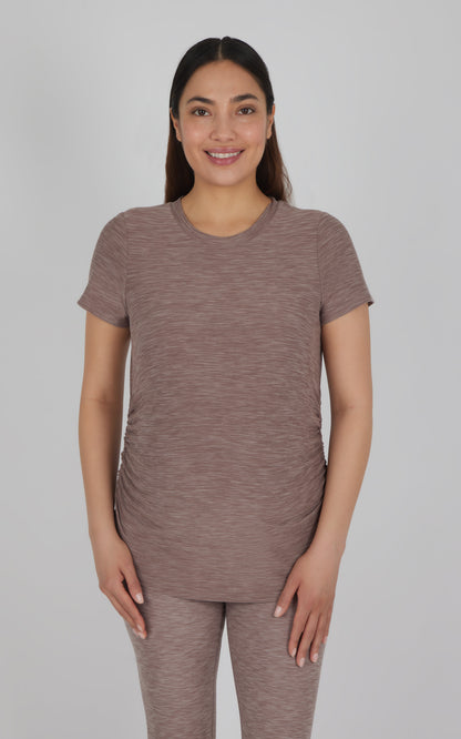 90 Degree by Reflex Maternity Heathered Short Sleeve Crew Neck Top