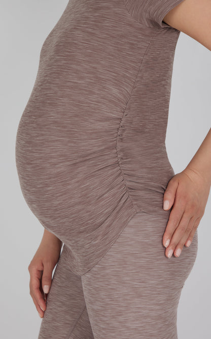 90 Degree by Reflex Maternity Heathered Short Sleeve Crew Neck Top