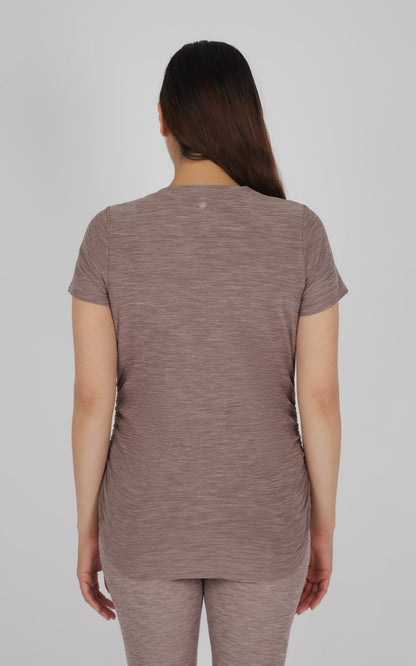 90 Degree by Reflex Maternity Heathered Short Sleeve Crew Neck Top
