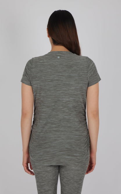 90 Degree by Reflex Maternity Heathered Short Sleeve Crew Neck Top