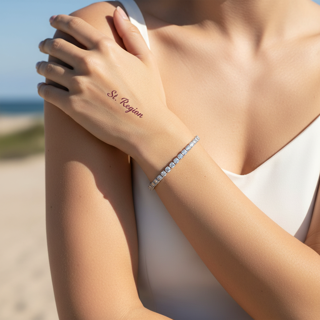 Cubic Zirconia & Silvertone Adjustable Link Bracelet