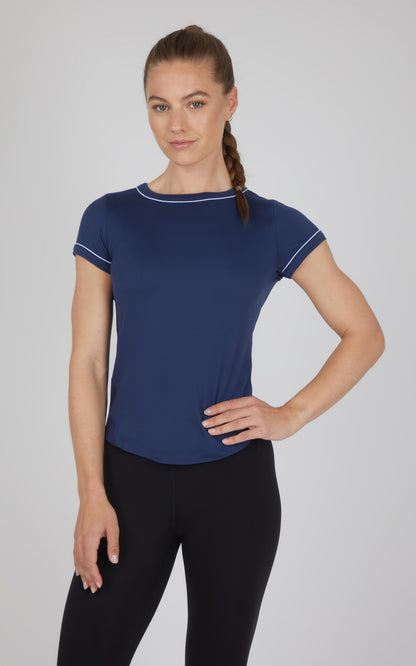 90 Degree by Reflex 2 PK Super Soft Synergy High Crew Neck Short Sleeve Top and Crew Neck Top