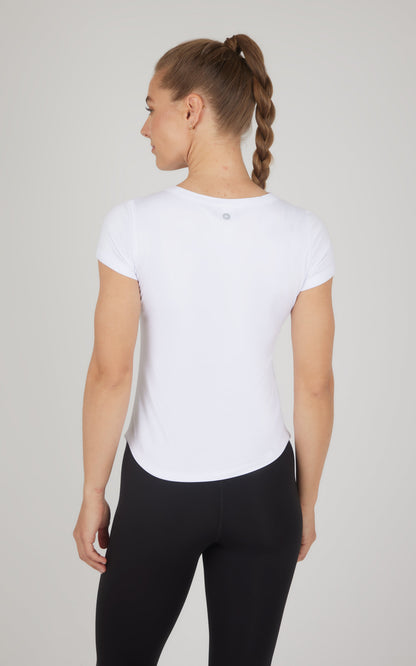 90 Degree by Reflex 2 PK Super Soft Synergy High Crew Neck Short Sleeve Top and Crew Neck Top