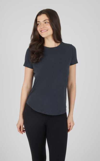 90 Degree by Reflex Cotton Jersey Brenna Acid Wash Crew Neck Tee