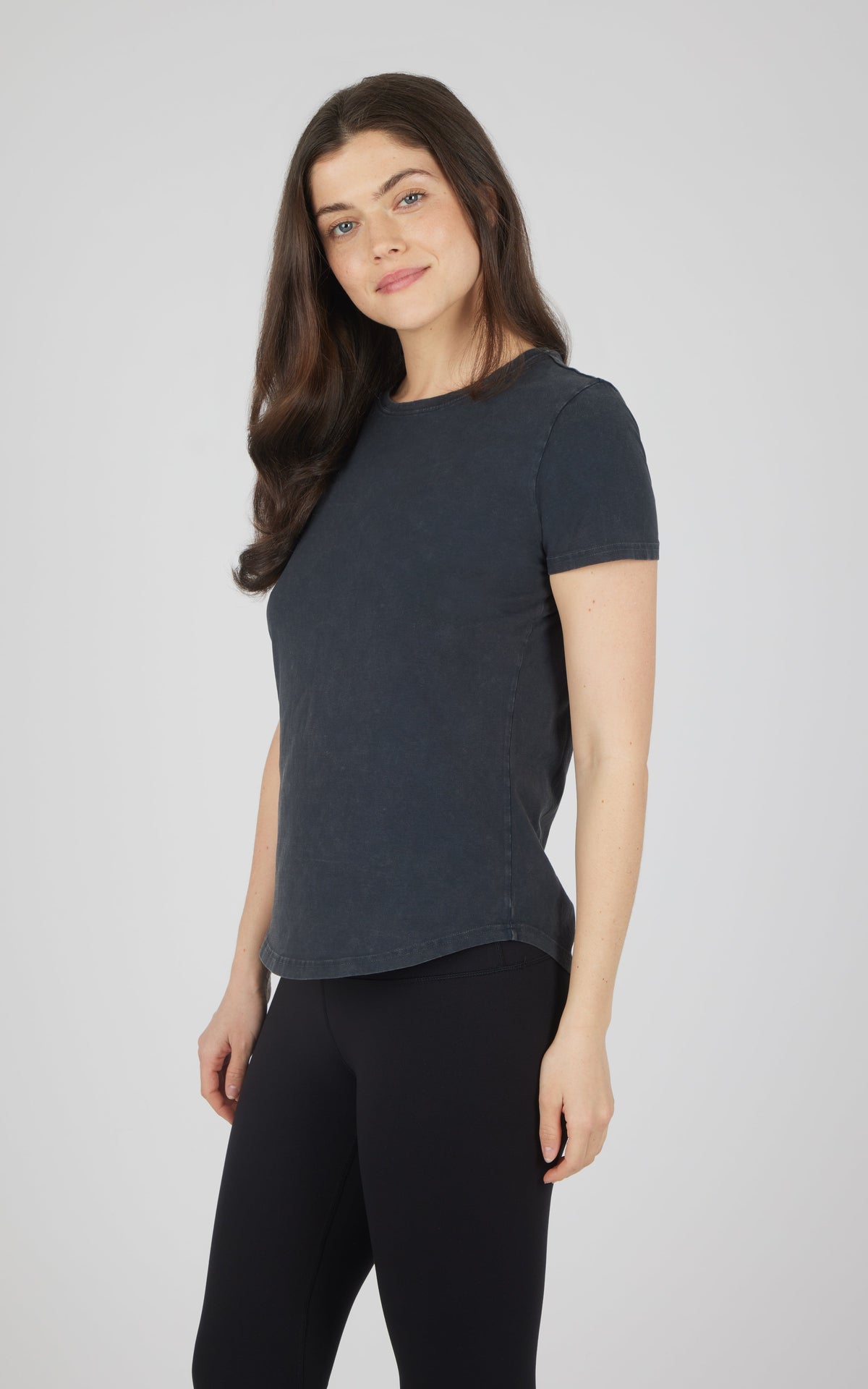 90 Degree by Reflex Cotton Jersey Brenna Acid Wash Crew Neck Tee