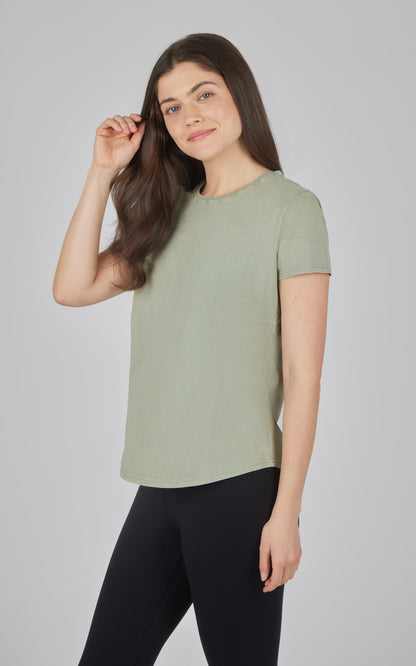 90 Degree by Reflex Cotton Jersey Brenna Acid Wash Crew Neck Tee