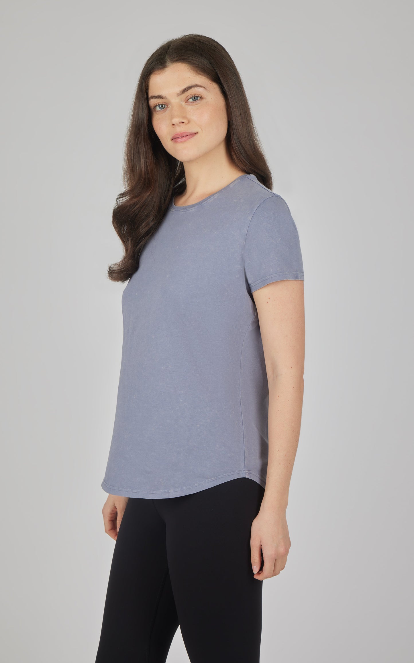 90 Degree by Reflex Cotton Jersey Brenna Acid Wash Crew Neck Tee