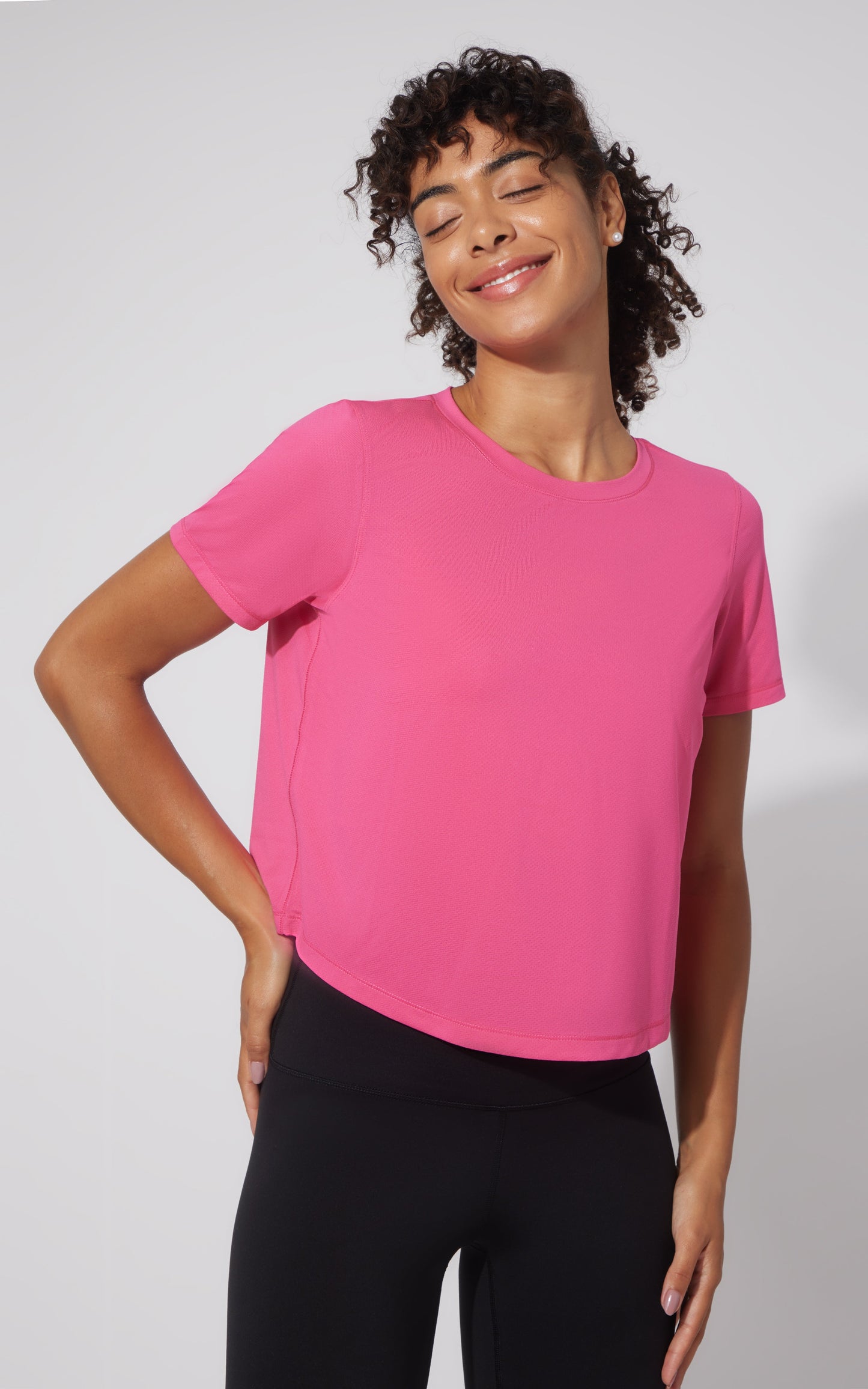 90 Degree by Reflex Mesh Tee with Curved hem