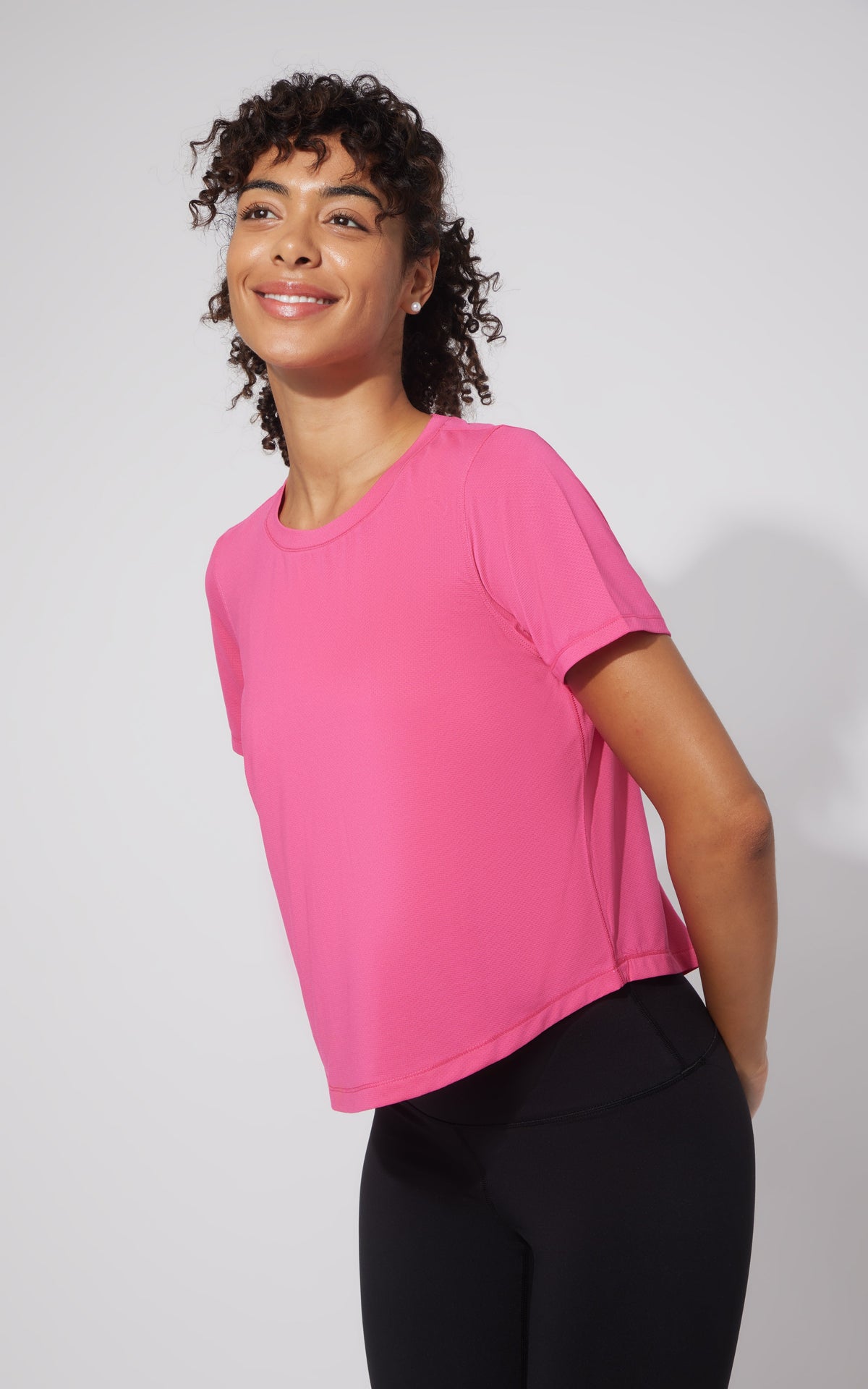 90 Degree by Reflex Mesh Tee with Curved hem