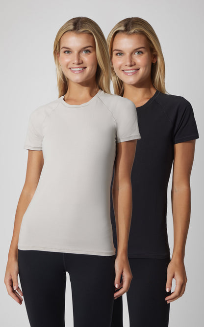 90 Degree by Reflex 2 PK Vintage Cotton Crew Neck Short Sleeve Top