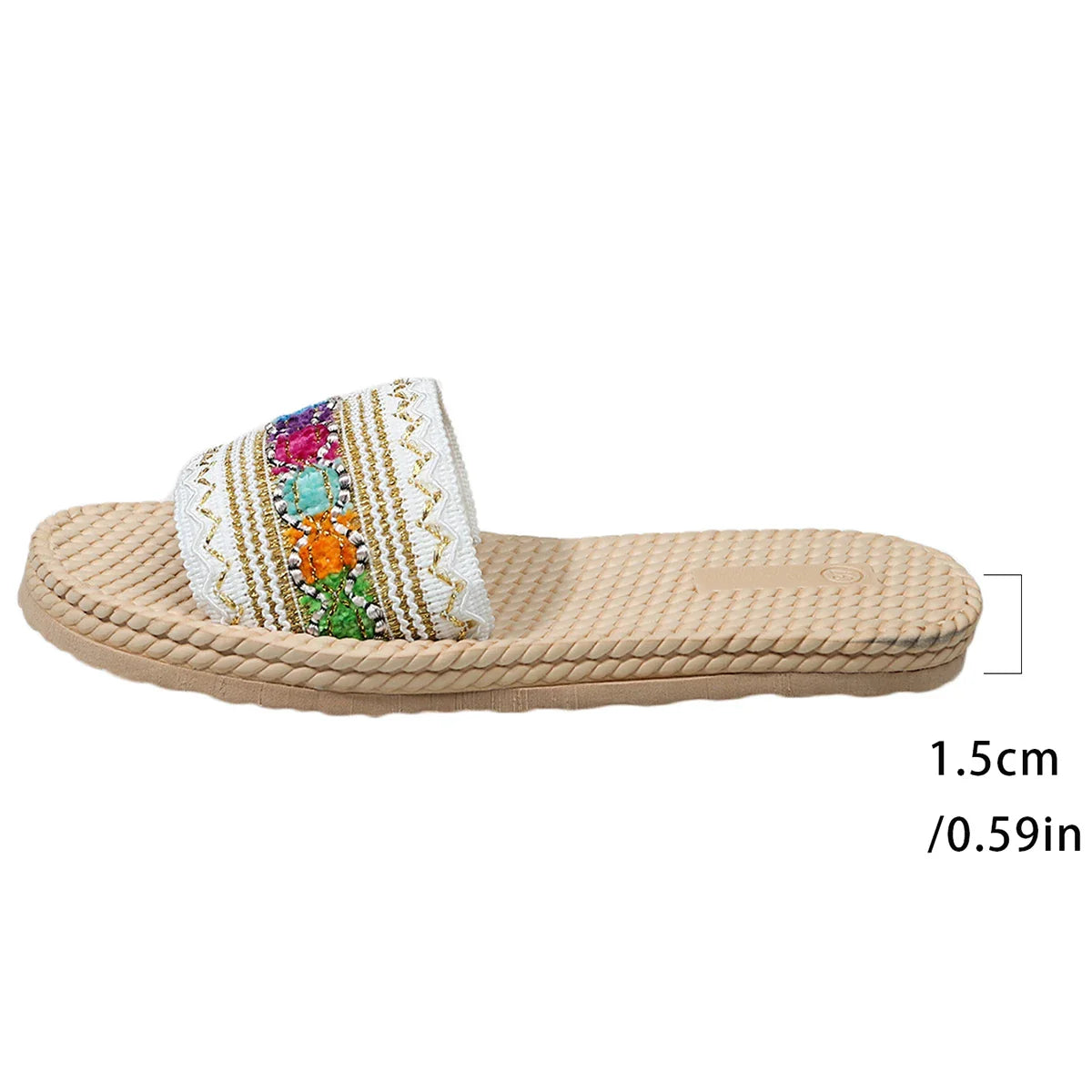 2026 New Summer Women Slippers Beach Fashion Sandals Ethnic Style Round Toe Casual Comfortable Flat Slippers Women Big Size 43
