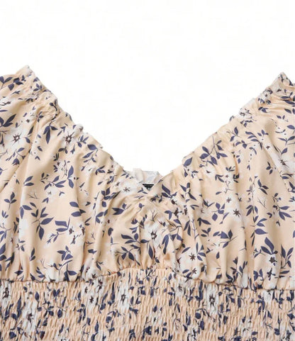 2026 Summer New Vintage Floral Bubble Sleeve French Dress