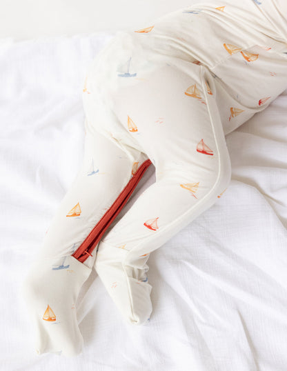 Elevated Faith Sailboat Bamboo Convertible Footed Onesie