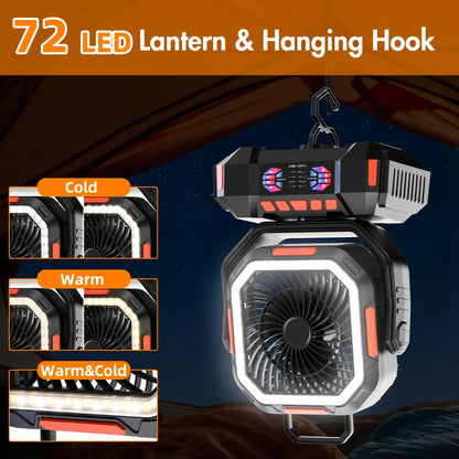 40000mAh Rechargeable Camping Fan with LED Light & Remote
