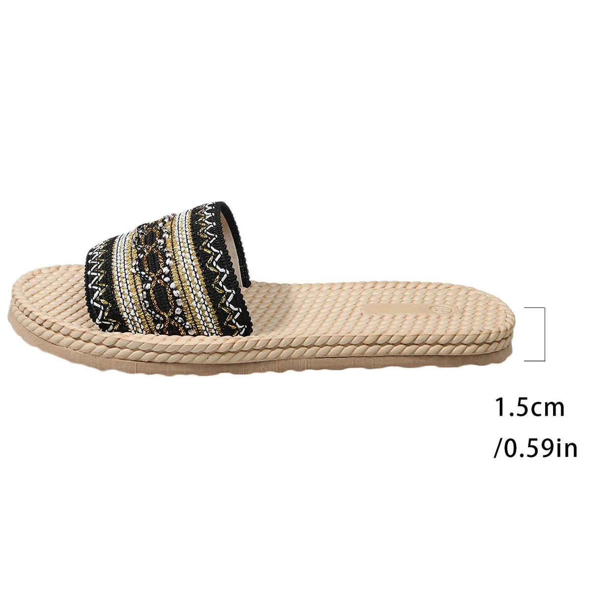 2026 New Summer Women Slippers Beach Fashion Sandals Ethnic Style Round Toe Casual Comfortable Flat Slippers Women Big Size 43