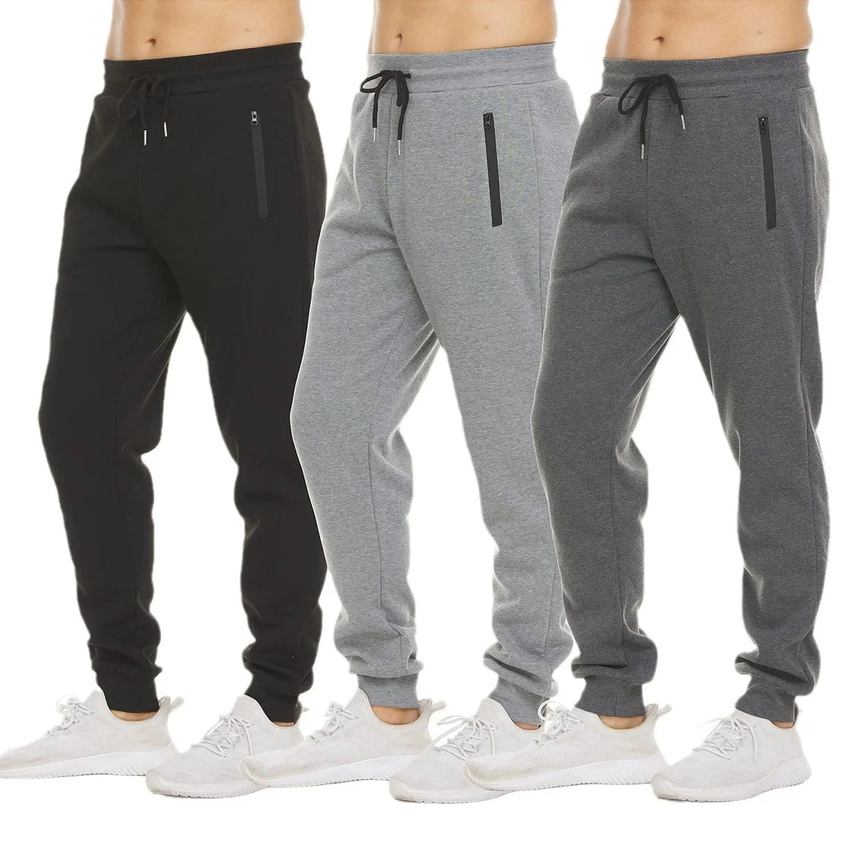 new Sweatpants Streetwear Trousers Men Pants Solid color Drawstring Zipper Pockets Cargo Pants Men Overalls Running pants