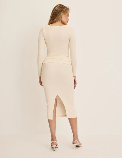 SculptRib™ Cotton Midi Pencil Skirt