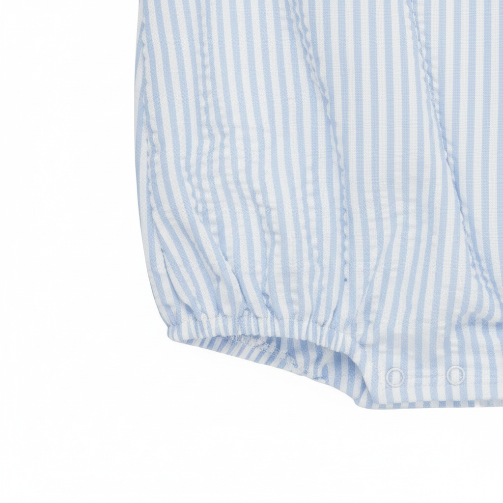 Blue Seersucker Bubble Romper