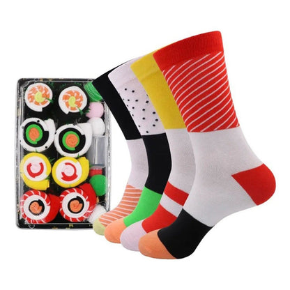 Funny Sushi Socks for Men & Women – 4-Pair Gift Box Set