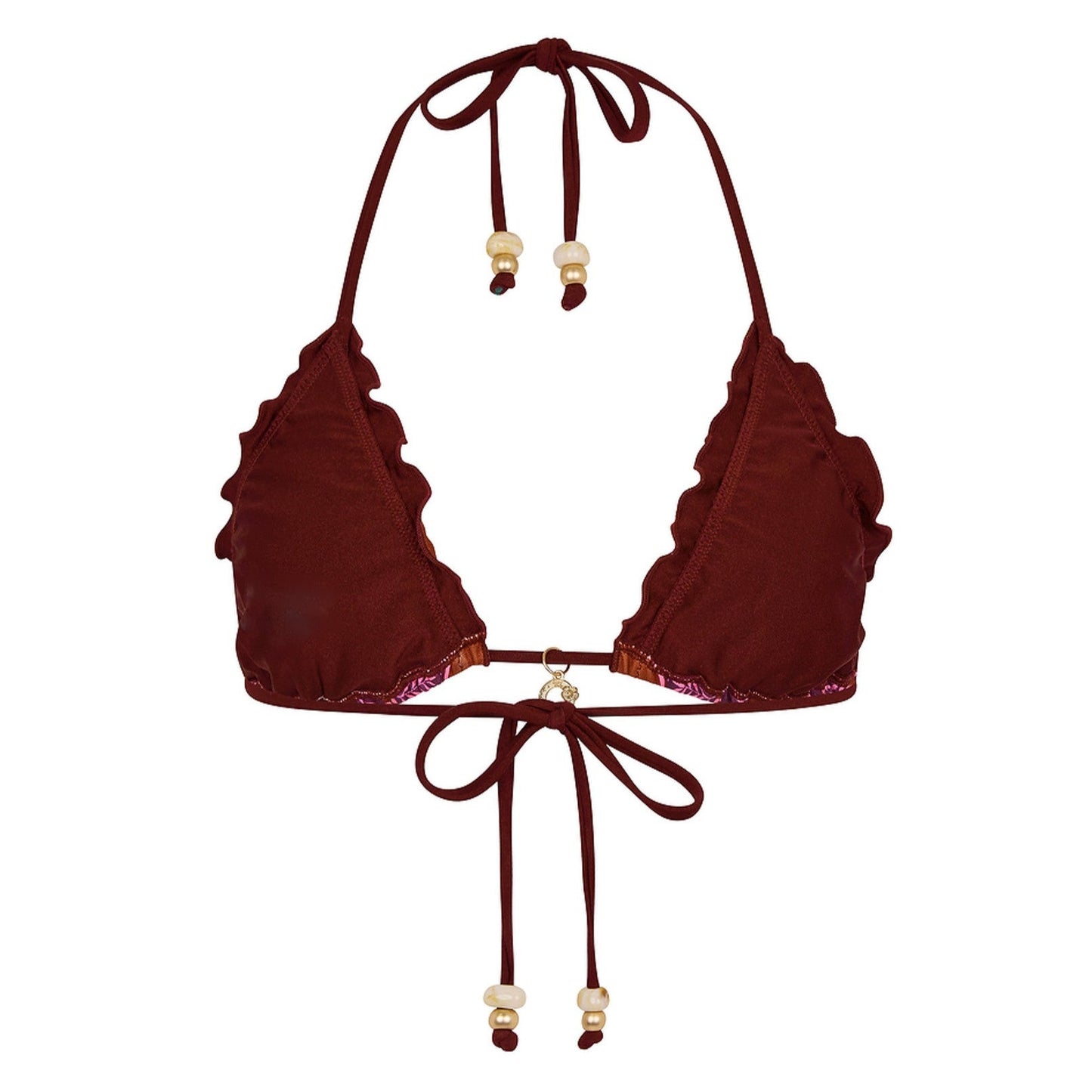 Kulani Kinis Lettuce Edge Bralette Bikini Top - Whiskey Waves