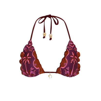 Kulani Kinis Lettuce Edge Bralette Bikini Top - Whiskey Waves