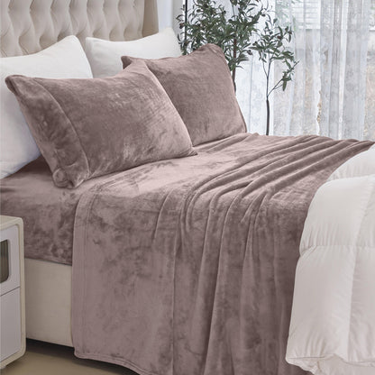 Elegant Comfort 4-Piece Velvet Plush Flannel Sheet Set