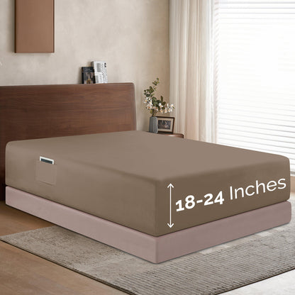 Elegant Comfort Extra Deep Pocket 18"-24" Single Fitted Sheet for High Mattress, Moody Shades