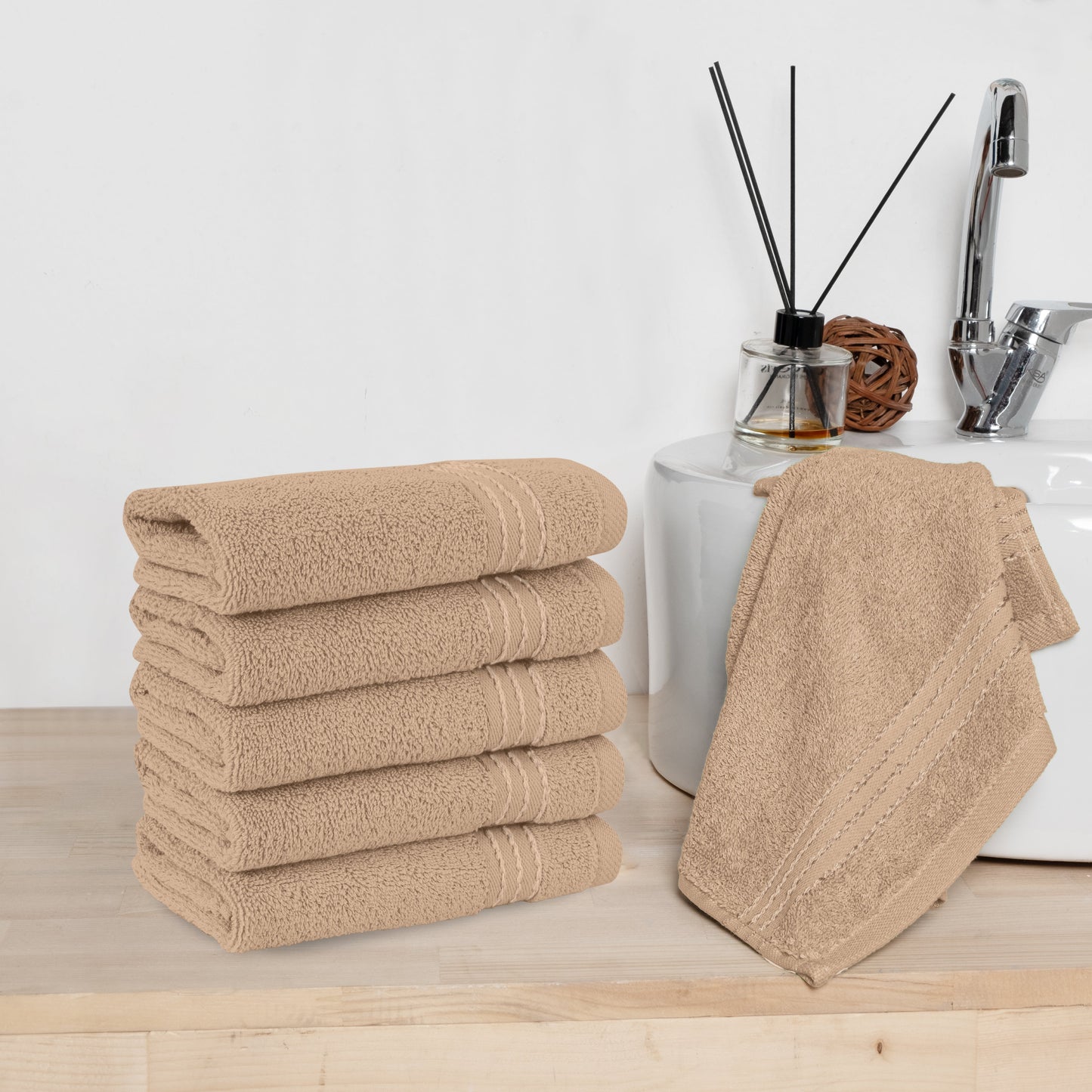 Elegant Comfort 6 Pack Premium Turkish Cotton Washcloths Set, 13 x 13 inch