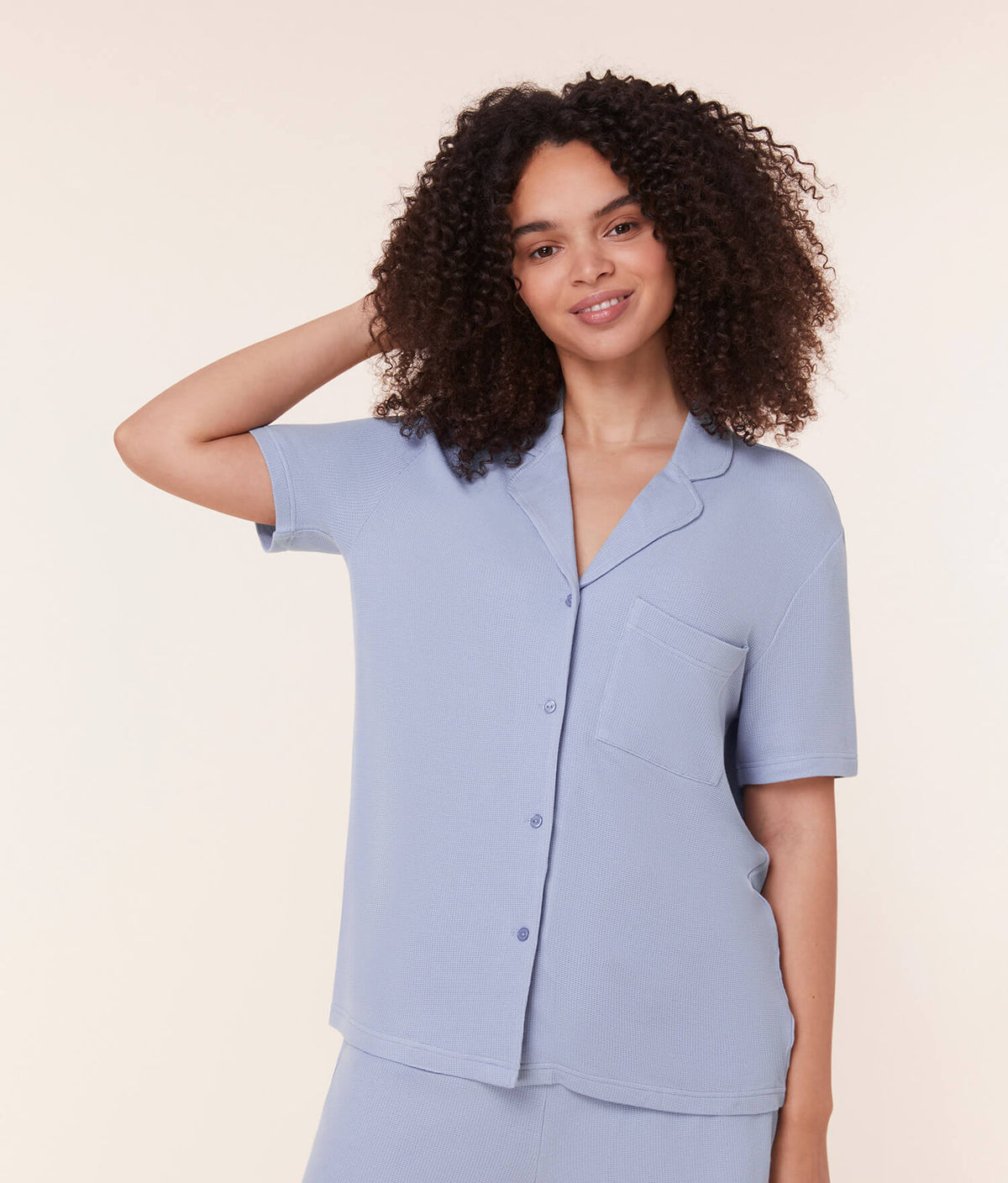 The Short Sleeve Button Up - Waffle - Lilac