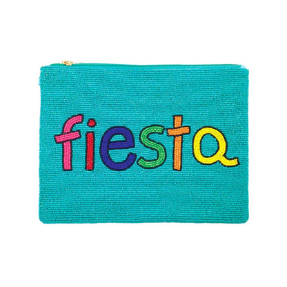 Fiesta Seed Beaded Message Clutch Crossbody Bag