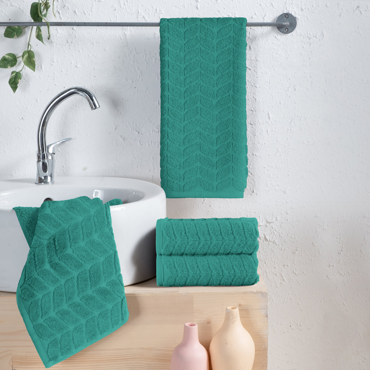 Elegant Comfort 4-Pack Premium Turkish Cotton Braided Hand Towel Set, 16 x 28 inch