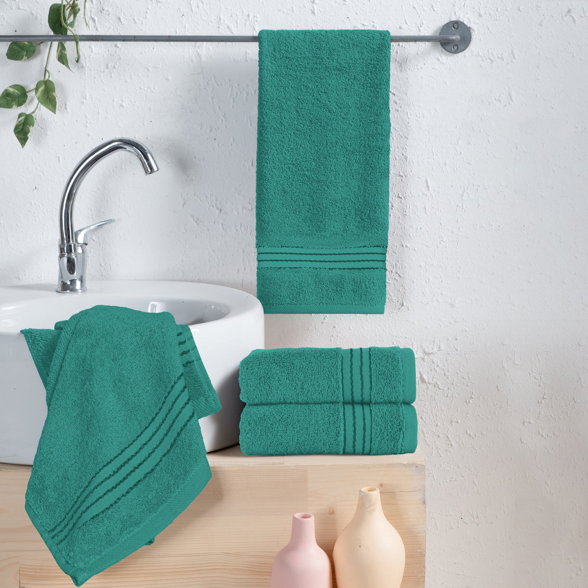 Elegant Comfort 4 Pack Premium Turkish Cotton Hand Towel Set, 16 x 28 inch