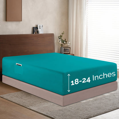 Elegant Comfort Extra Deep Pocket 18"-24" Single Fitted Sheet for High Mattress, Moody Shades