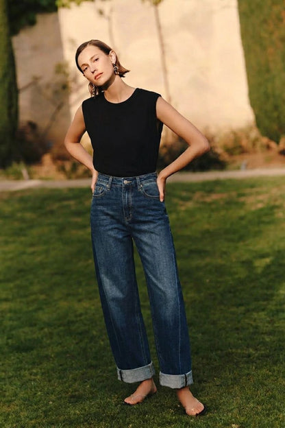 Catalina Relaxed Tapered Dark Wash Barrel Jeans