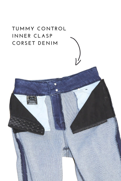 Eco Friendly Corset High Rise Crop Flare Jeans (Medium Wash)