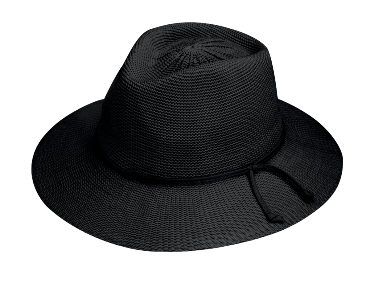 Wallaroo Victoria Fedora Packable Sun Hat - Black XL