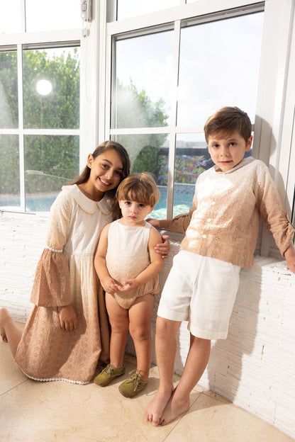 Girls Latte Lace Dress