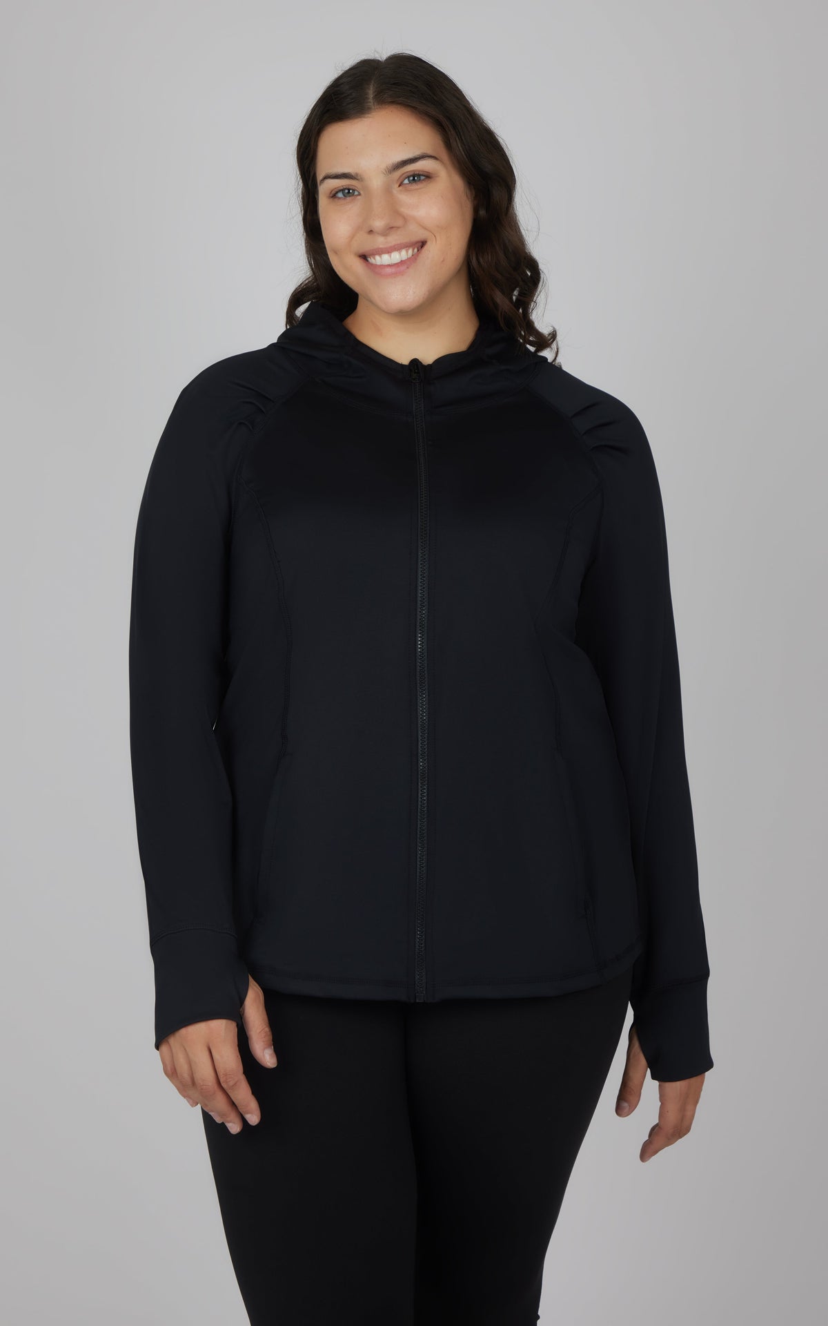 90 Degree by Reflex Plus Slim Fitted Full Zip Hooded Jacket