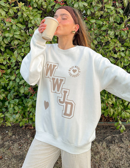 Elevated Faith WWJD Varsity Unisex Crewneck