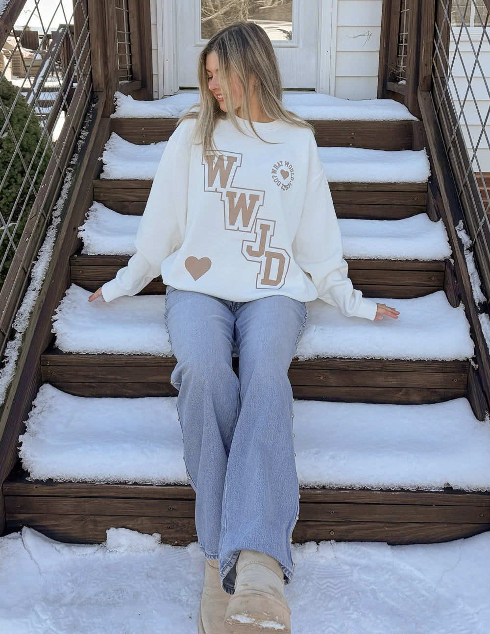 Elevated Faith WWJD Varsity Unisex Crewneck