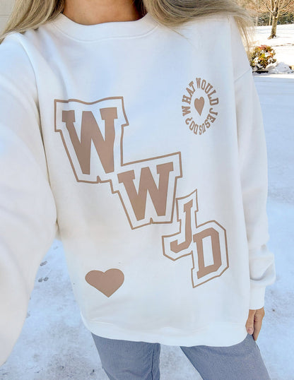 Elevated Faith WWJD Varsity Unisex Crewneck