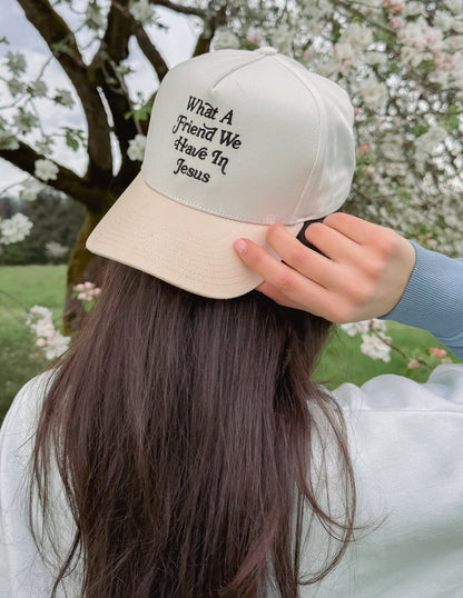 Elevated Faith What a Friend in Jesus Trucker Hat