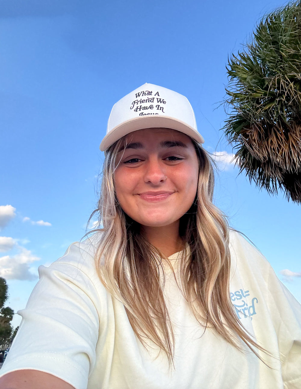 Elevated Faith What a Friend in Jesus Trucker Hat