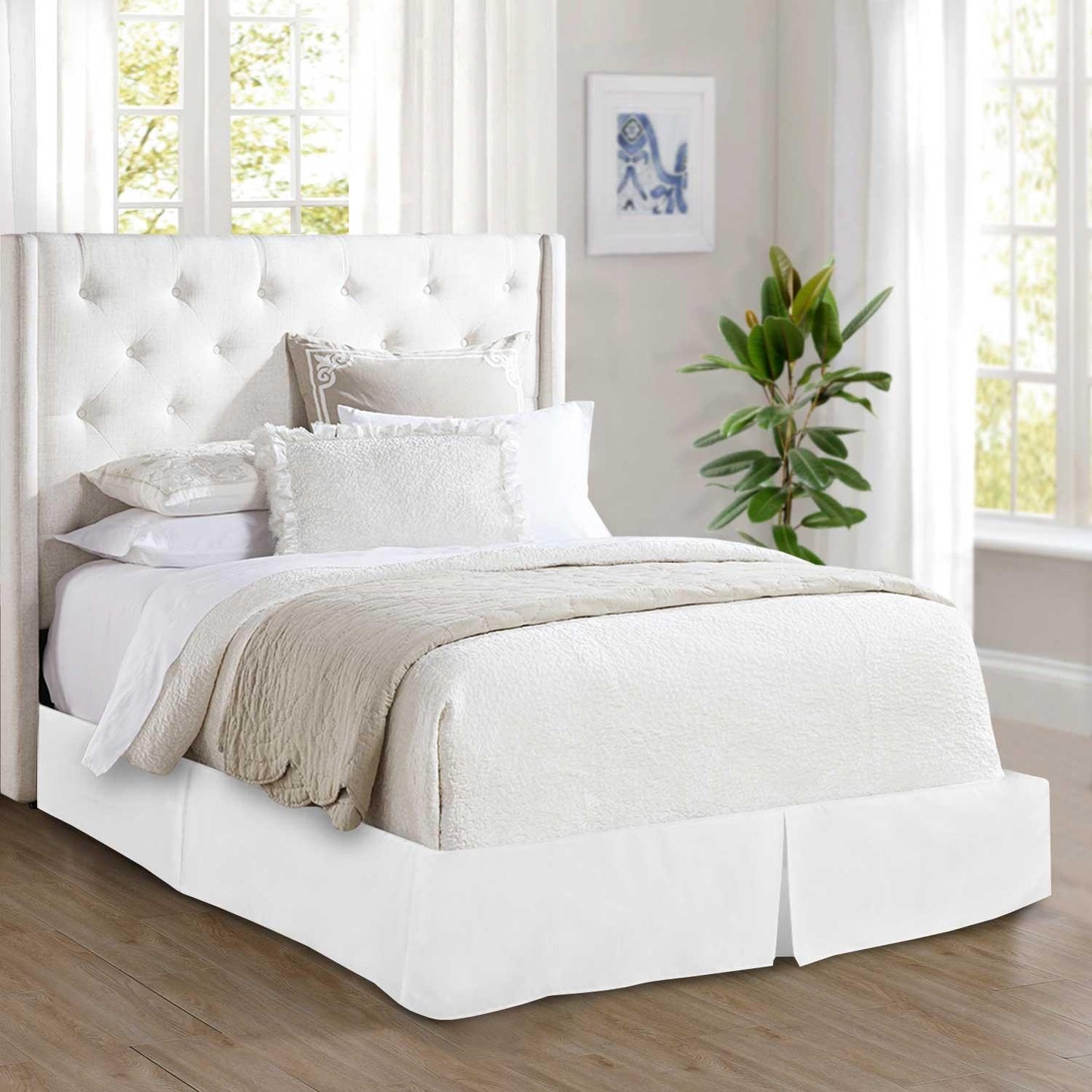 Elegant Comfort Solid Pleated Bed Skirt - 14 inch Drop