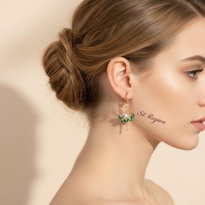 Emerald Crystal & Cubic Zirconia Goldtone Ballet Girl Huggie Earrings