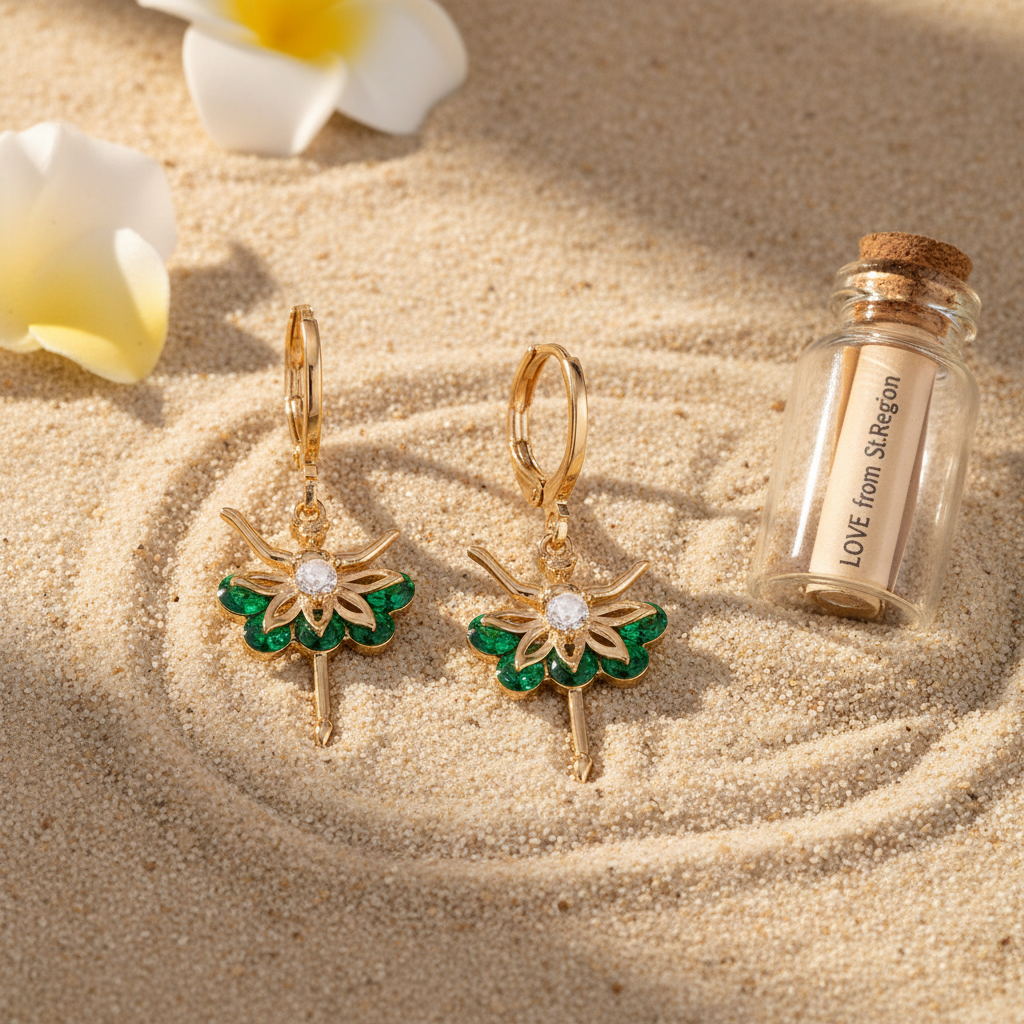 Emerald Crystal & Cubic Zirconia Goldtone Ballet Girl Huggie Earrings