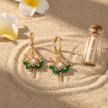 Emerald Crystal & Cubic Zirconia Goldtone Ballet Girl Huggie Earrings