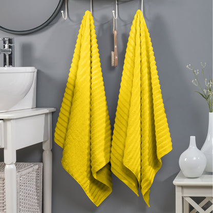 Elegant Comfort 2-Pack Premium Turkish Cotton Corduroy Stripe Bath Towel Set, 27 x 54 inch