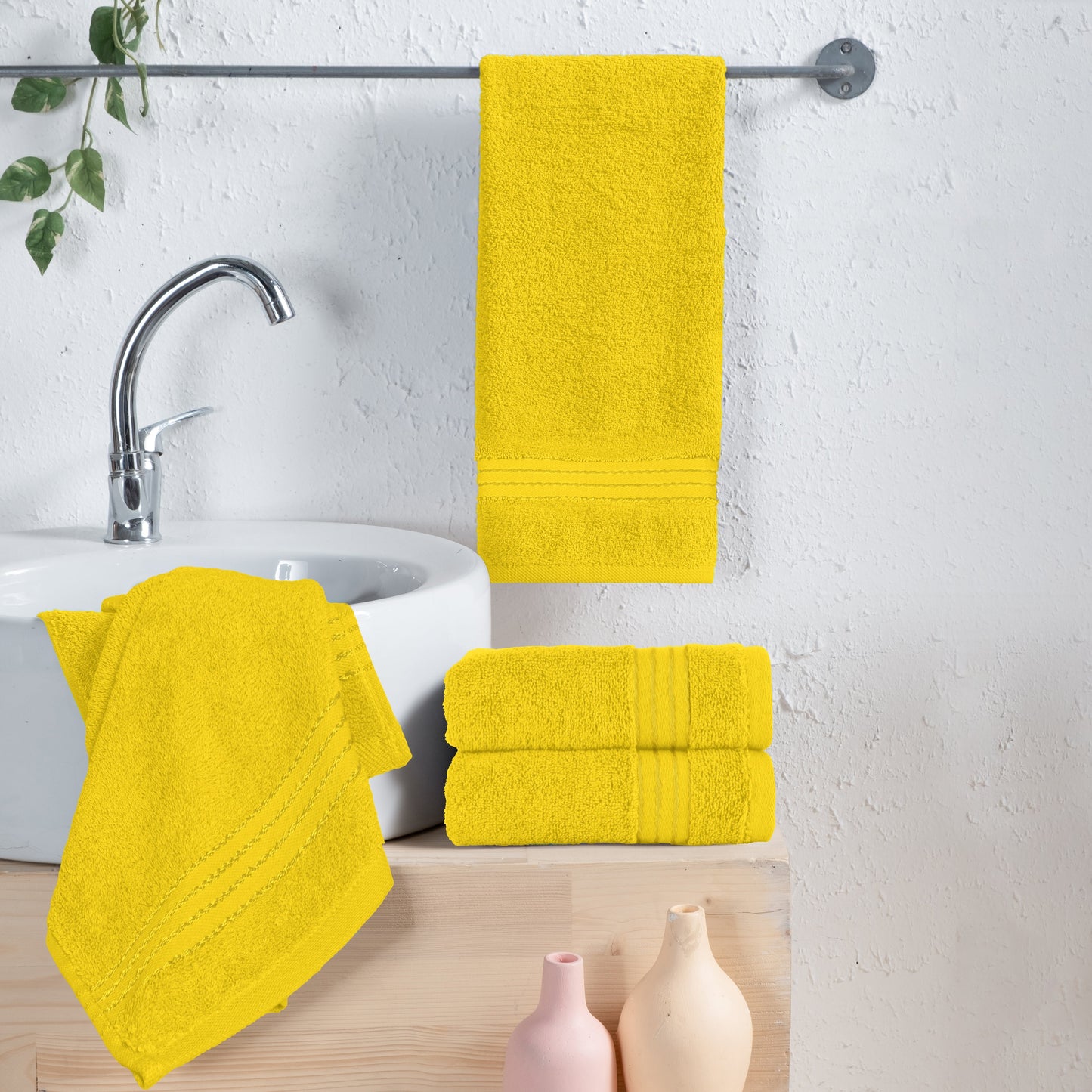 Elegant Comfort 4 Pack Premium Turkish Cotton Hand Towel Set, 16 x 28 inch